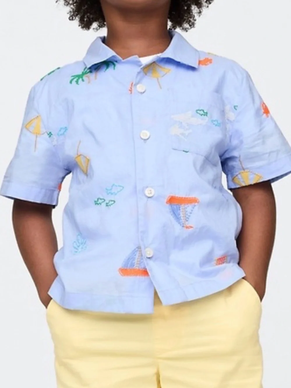 GAP Embroidered Organic Cotton Cabana Shirt 4T